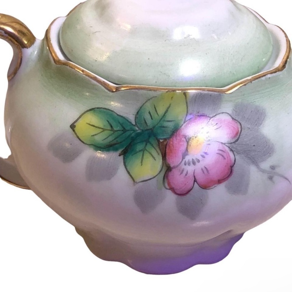 Vintage Floral With Gold Trim Sugar Bowl Maker Mark UCAGCO - Picture 2 of 8